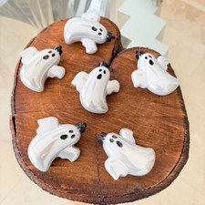 Halloween White Ghost Ornaments 3" Tree Shatter Free Decorations Set of 6
