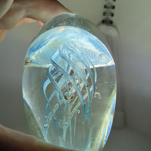 Jellyfish Glow in Dark Glass Paperweight Marine Ocean SeaLife 4.75" tall 2 lbs. - Picture 3 of 16
