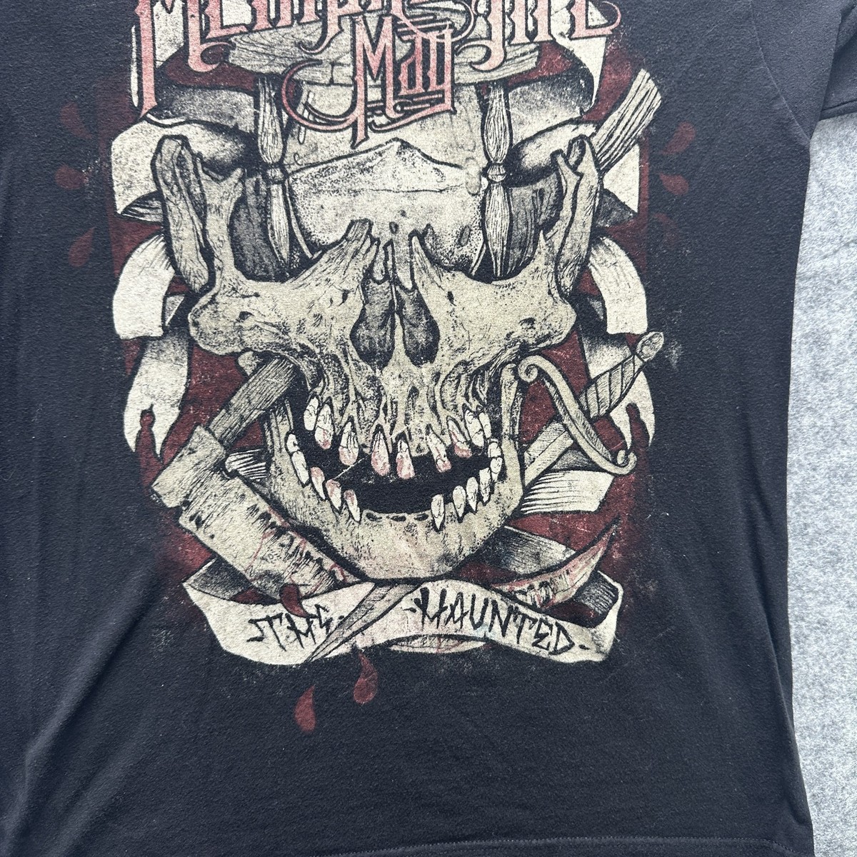 Memphis May Fire Shirt Mens Small Black Skull Haunted Band Tee