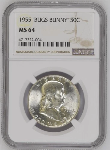 1955 Franklin Half Dollar Bugs Bunny Variety NGC MS64 Mint State Silver Graded