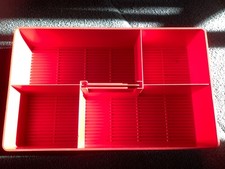 Vintage Lego Storage Box Tray Red 4 Compartments With Carrying Handle 1970s