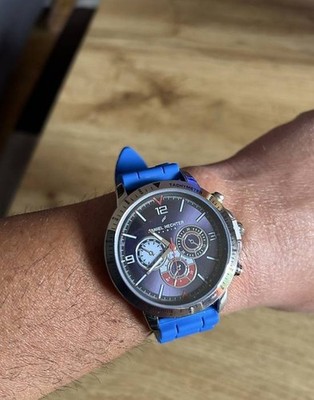 Daniel Hechter,for ''atlas for men'' Herrenuhr, blaues Zifferblatt, Silikonarmband