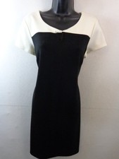 Talbots Dress Women's 10 Black White Short Sleeve Keyhole Neck Shift Dress