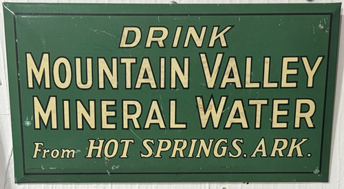 Mountain Valley Mineral Water Hot Springs Arkansas Tin Over Cardboard TOC Sign