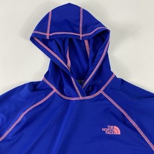 The North Face Hoodie Womens Medium Blue Running Performance Sweatshirt Graphic