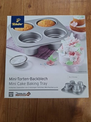 Tchibo Mini Torten Backblech - 4 Formen - für 2 stöckige Torten - NEU Mit OVP