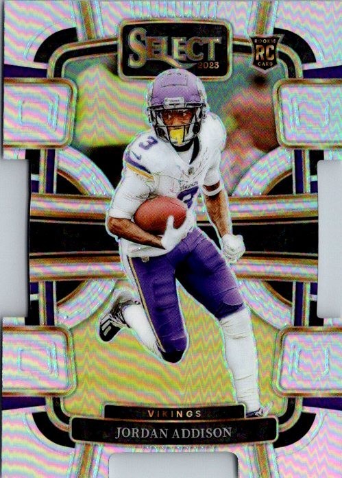 2023 Select Jordan Addison Silver Prizm Concourse Die Cut Rookie RC Vikings Holo