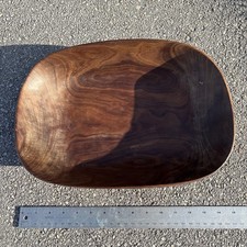 Vintage Wood Rectangler Shaped Bowl Heavy Solid Carved Out Of One Piece Freeship