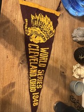 original BEYOND RARE STYLE 1948 CLEVELAND INDIANS world series FULL SIZE PENNANT