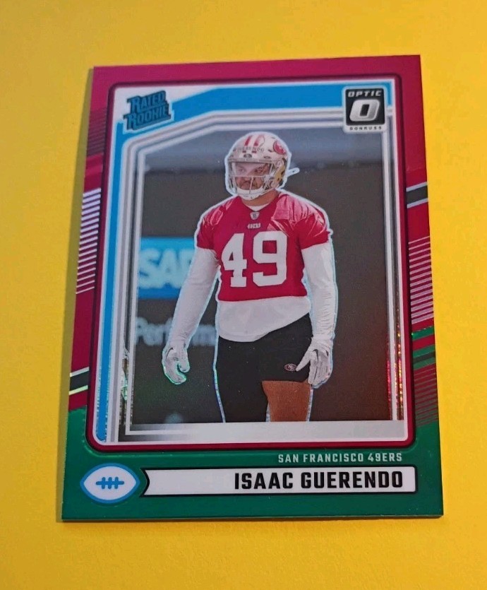 2024 Panini Donruss - Rated Rookie Isaac Guerendo #336 Optic Preview Red & Green