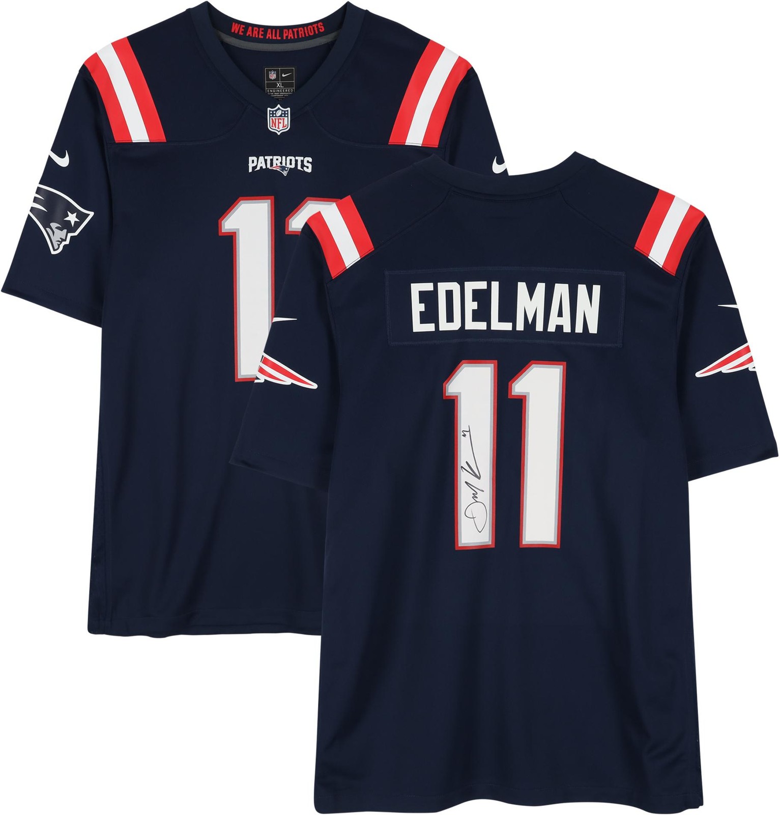 Julian Edelman Autographed Signed New England Patriots Nike Navy Game Jersey 