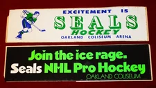 2 Vintage 1960's California Oakland Seals Unused Bumper Stickers!