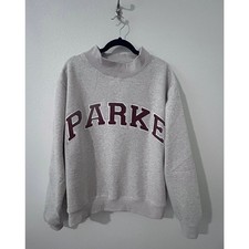 PARKE Varsity Mock Neck Fleece,color Gray/ Brown Sold Out Color. Size S/M. NWTs.