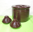 Vintage Ringware Set by Bauer Pottery 6" Spice Jar w/ Lid + Salt & Pepper BROWN