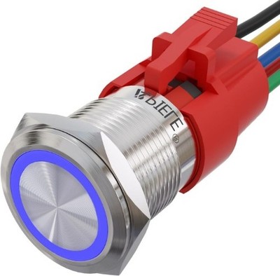 19mm Momentary Push Button Switch On Off Stainless Stee 12V LED Angel Eye Blue