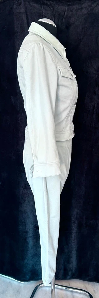 PANTALONES CAPRI THIERRY MUGLER COMO NUEVOS TRAJE DENIM CHAQUETA CORTA LOGOTIPO BOTÓN ALGODÓN 38/4 Foto 3 de 4