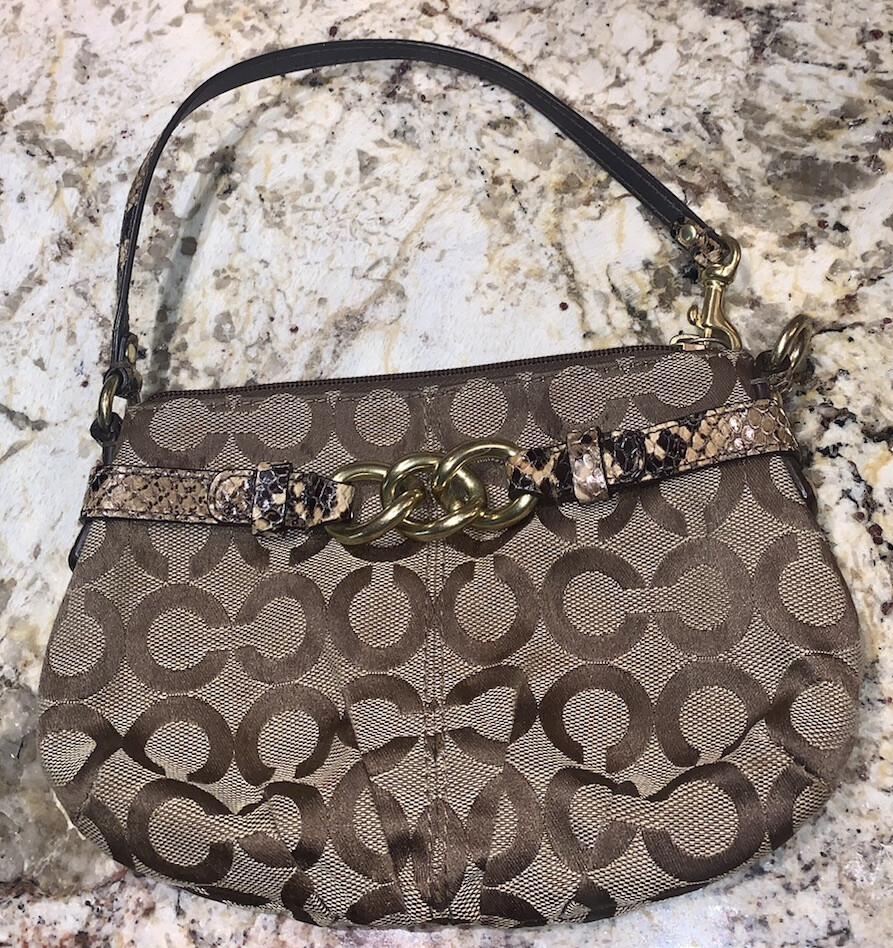 Coach Logo Python Chain Accent Wristlet Pouch Sig… - image 5