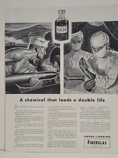 1942 Owens-Corning Fiberglas Fortune WW2 Print Ad Q3 U.S. Navy Sailor Missile