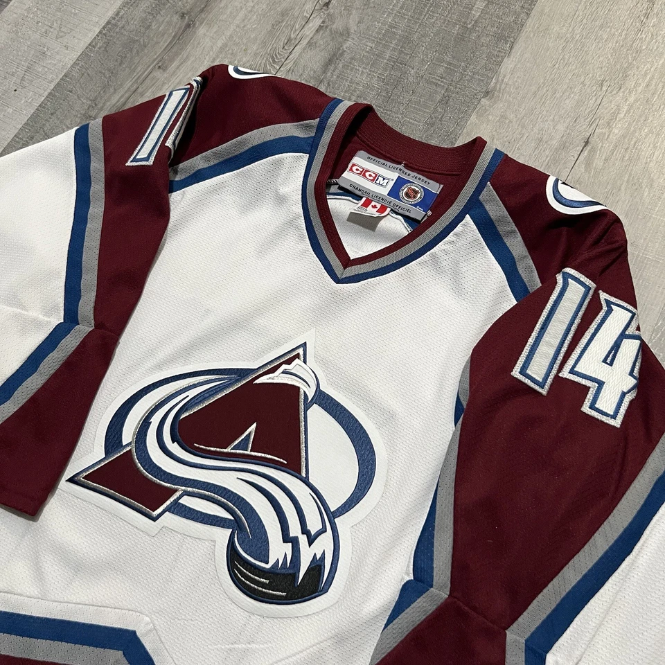 VTG Colorado Avalanche NHL Red/White 90s Hockey Jersey #14 Webber CCM Custom? - Image 3 of 4