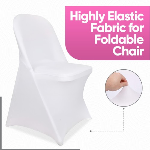 Spandex Silla Fundas para Plegable Blanco Elástico Banquete Decoración de Boda - Imagen 7 de 13