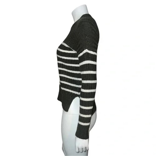 Abercrombie & Fitch Womens Green White Striped Sweater Hi-Lo XXS EUC - Picture 4 of 7