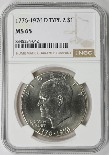 1776 - 1976-D Type 2 Eisenhower Ike Bicentennial $1 MS 65 NGC