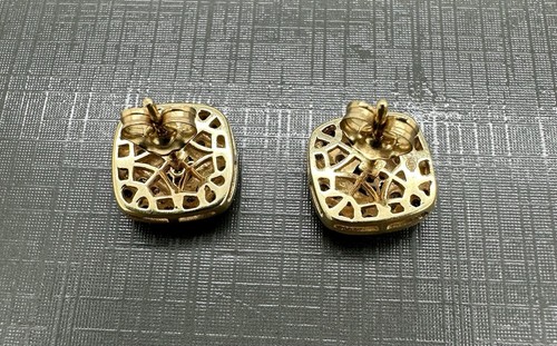 14k Yellow Gold Round Black Champagne & White Diamond 0.75ct Fine Stud Earrings - Picture 5 of 13