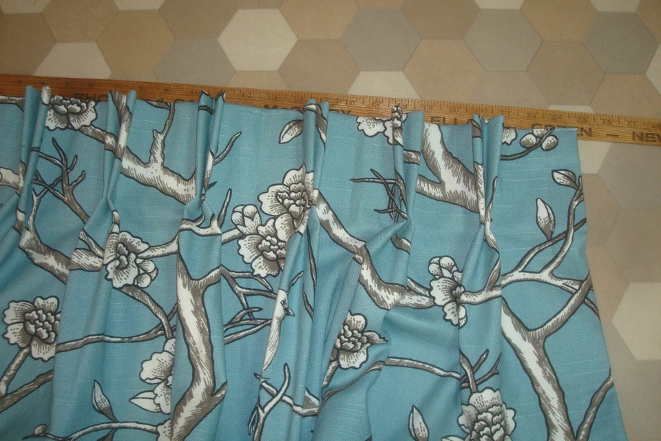 Новый One Pr 2 шт. Шторы с Заказной Подкладкой Туалет ПТИЦЫ Щепотка Складка Делфтский Синий 90" lg - Изображение 4 из 4