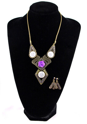 Ensemble Bijoux Fantaisie Perles Noir - Collier Et Boucles D'oreilles, Neuf Avec étiquettes