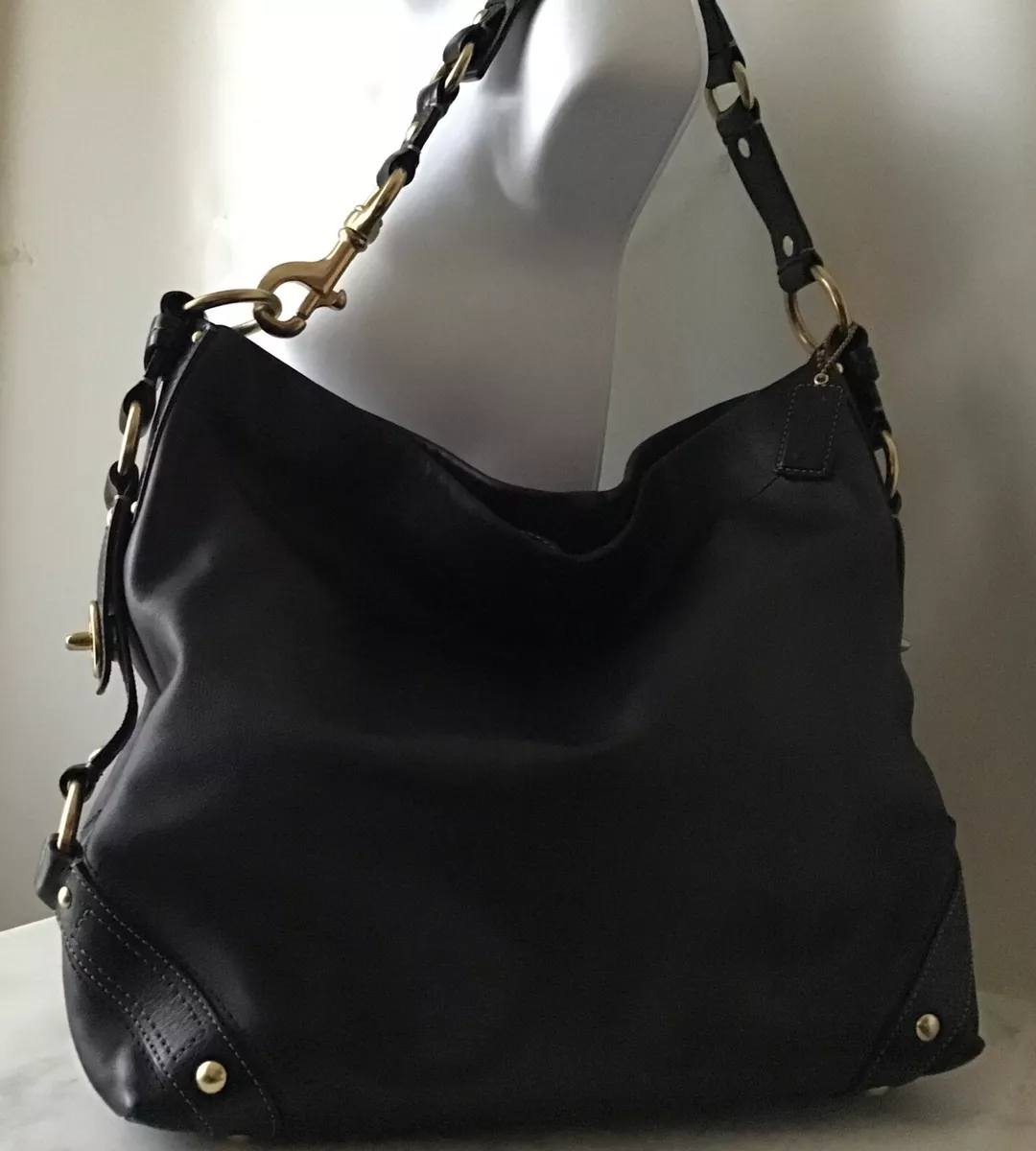 Coach black hotsell leather hobo