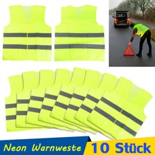 10x Warnwesten Auto Warnweste Unfallweste Neon Gelb Weste KFZ Sicherheitsweste