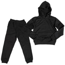 Kids Tracksuit Black Boohoo Childrens Set Ribbed Fitted Full Track Suit RRP  45