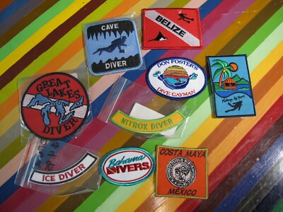 vtg 1980s 1990s Scuba Diving surf sticker or patch - PADI Cayman Keys Nitrox +