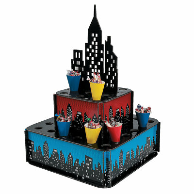 Superhero City Tray With Cones, Party Supplies, 1 Piece