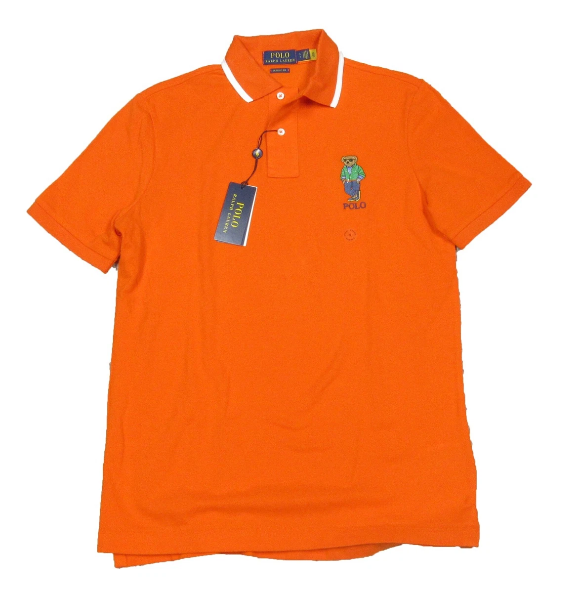 Polo Ralph Lauren Men s Orange Polo Bear Classic Fit Short Sleeve Polo Shirt eBay