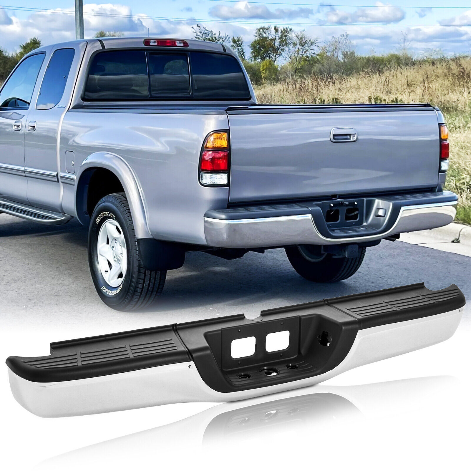 Steel Rear Step Bumper Chrome Assembly For 2000-2006 Toyota Tundra NJ
