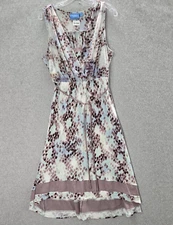 Simply Vera Vera Wang Women Dress Large Brown Snake Print Midi A Line Sleeveless