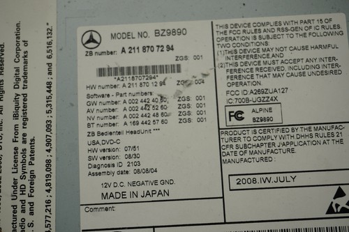 ✔ COMMAND HEAD UNIT NAVIGATION RADIO CD PLAYER MERCEDES W219 CLS550 CLS63 OEM - Picture 10 of 12