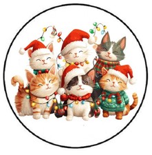 CHRISTMAS CATS WITH CHRISTMAS LIGHTS ENVELOPE SEALS LABELS STICKERS PARTY FAVORS