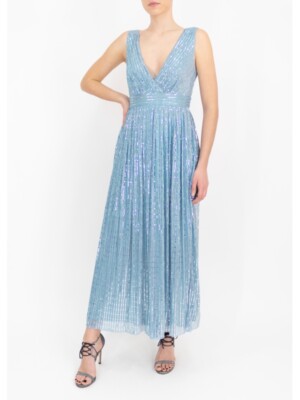 Abito lungo lurex e paillettes azzurro EMME MARELLA modello MARAIS | eBay