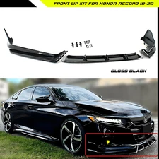 Front Bumper Lip Spoiler Splitter Gloss Black For 2018 2019 2020 Honda Accord
