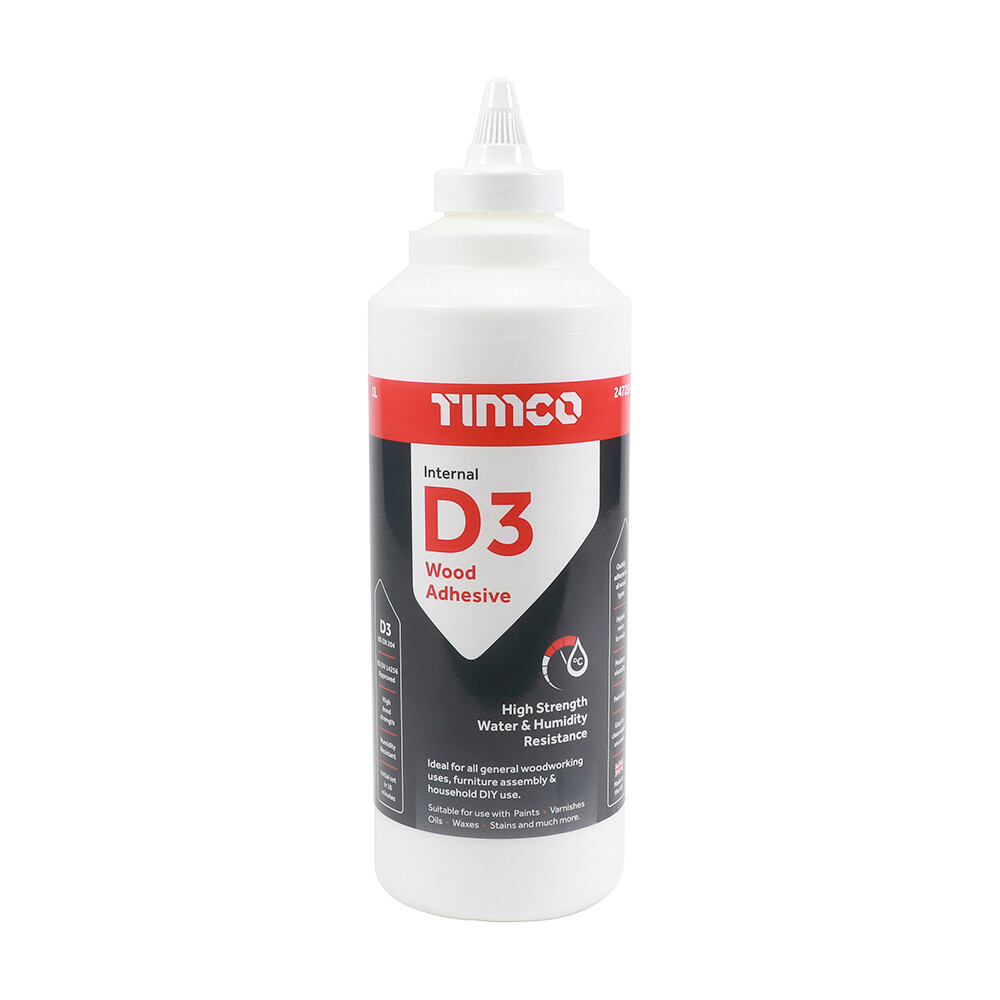 Timco Internal D3 Wood Adhesive 1L Resin Glue Bonding High Strength Fast Cure