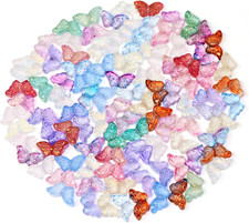 100PCS Colorful Glass Butterfly Beads Crystal Insect Loose Beads for Bracelet Ne