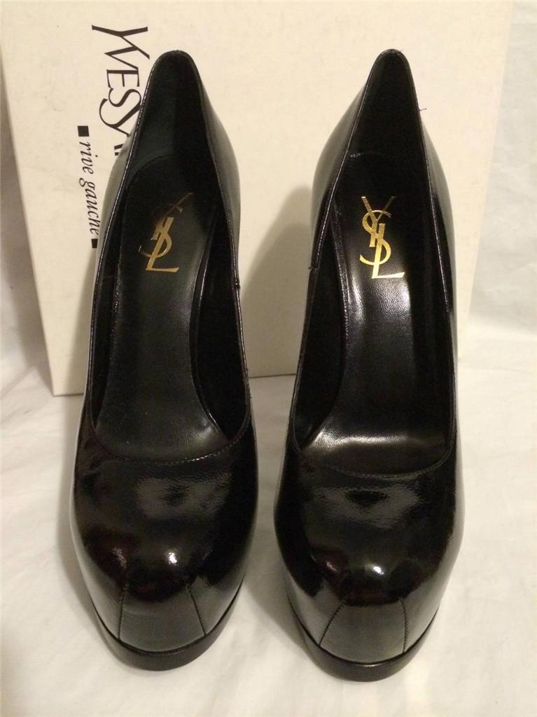 YSL Yves Saint Laurent Tribtoo Tribute Two Patent Platform Pump Shoes Heels $795