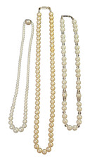 Lot of 3 -vtg Faux Pearl Beads Necklace Choker Beaded -S91- READ