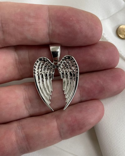 2Ct Round Cut Lab-Created Diamond Wings Cluster Pendant 14K White Gold Plated - Picture 5 of 5