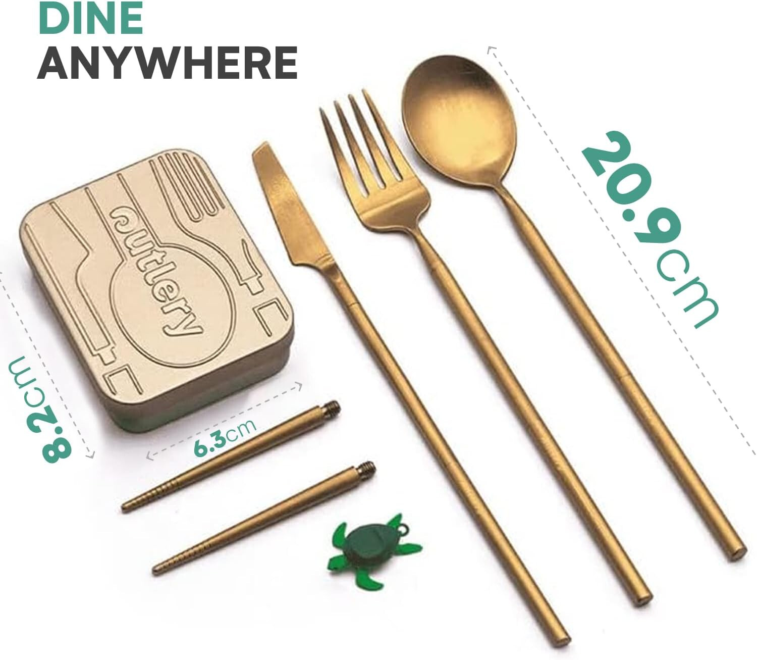 Outlery Portable & Reusable Stainless Steel Travel Cutlery Set - Metallic Gold