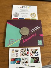 2012 LONDON OLYMPIC SPORTS 2011 AQUATICS 50p COIN UNC SEALED IN CARD.