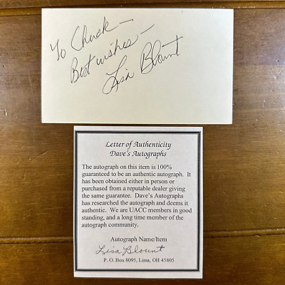 Lisa Blount Signed Autographed 3x5 Index Card CoA