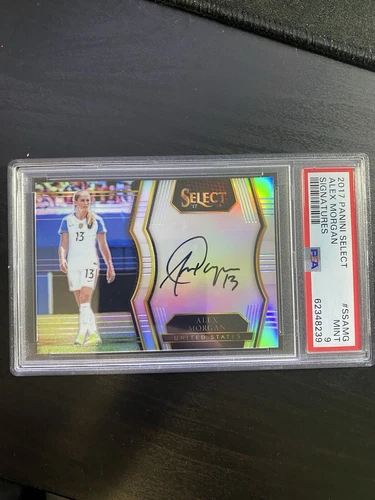 2017-18 Panini Select Soccer Silver Prizm Alex Morgan USA Team AUTO PSA 9 MINT